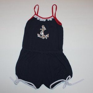 Funkyberry Girl's Navy Blue Anchor Embellished Romper One Piece size 4 5